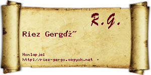 Riez Gergő névjegykártya